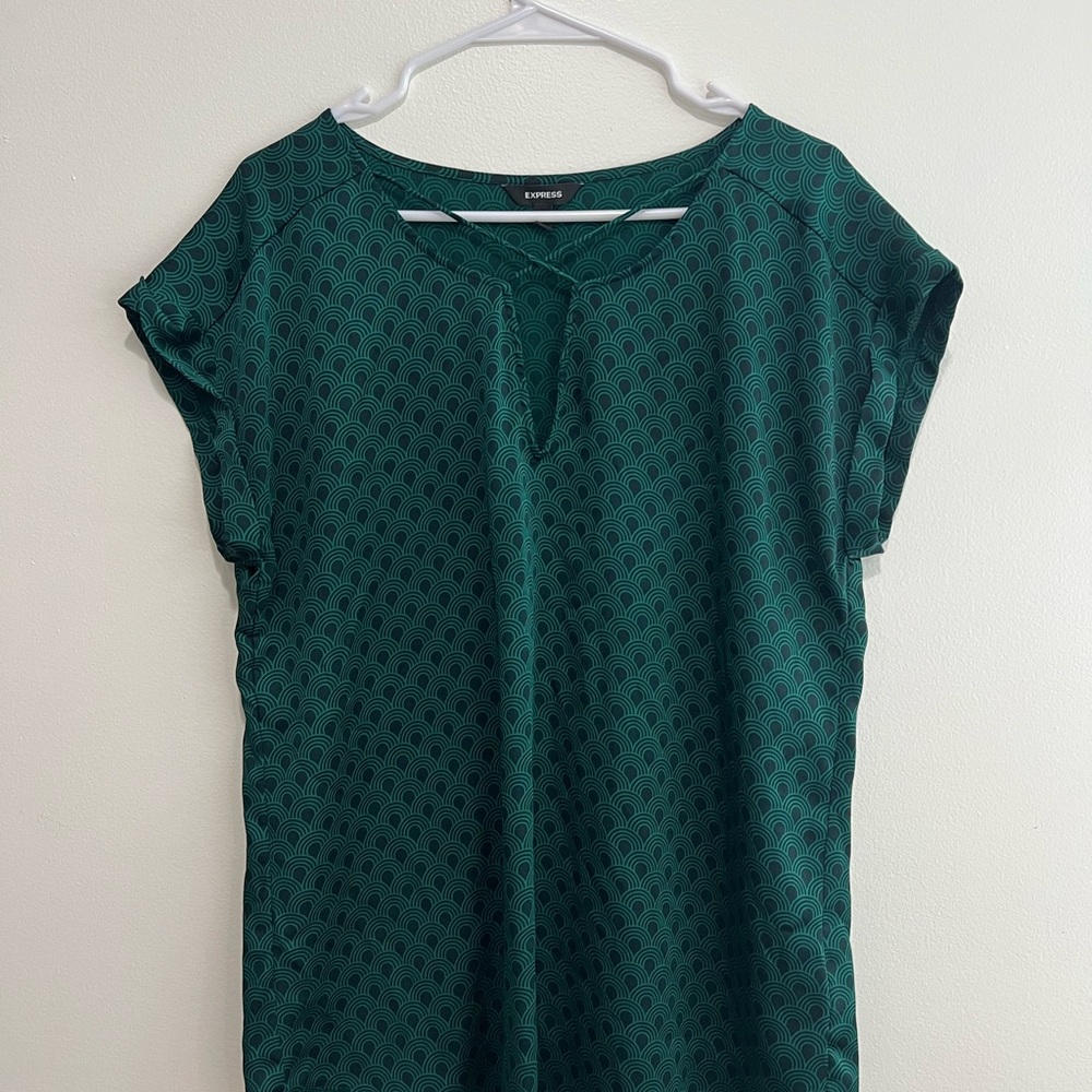 Express Emerald Patterned Blouse - image 1